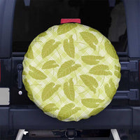 Lime Green Hawaii Kalo Palaka Motifs Spare Tire Cover Hawaiian Taro Leaves Elegant Vibes - Polynesian Pride