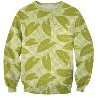 Lime Green Hawaii Kalo Palaka Motifs Sweatshirt Hawaiian Taro Leaves Elegant Vibes - Polynesian Pride