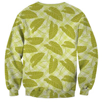 Lime Green Hawaii Kalo Palaka Motifs Sweatshirt Hawaiian Taro Leaves Elegant Vibes - Polynesian Pride