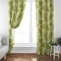 Lime Green Hawaii Kalo Palaka Motifs Window Curtain Hawaiian Taro Leaves Elegant Vibes - Polynesian Pride
