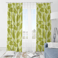 Lime Green Hawaii Kalo Palaka Motifs Window Curtain Hawaiian Taro Leaves Elegant Vibes - Polynesian Pride