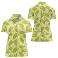 Lime Green Hawaii Kalo Palaka Motifs Women Polo Shirt Hawaiian Taro Leaves Elegant Vibes - Polynesian Pride