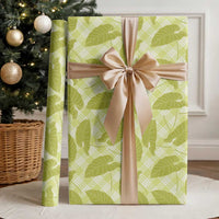 Lime Green Hawaii Kalo Palaka Motifs Wrapping Paper Hawaiian Taro Leaves Elegant Vibes - Polynesian Pride