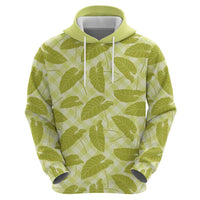 Lime Green Hawaii Kalo Palaka Motifs Zip Hoodie Hawaiian Taro Leaves Elegant Vibes - Polynesian Pride
