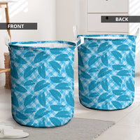 Blue Hawaii Kalo Palaka Motifs Laundry Basket Hawaiian Taro Leaves Elegant Vibes - Polynesian Pride