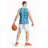 Blue Hawaii Kalo Palaka Motifs Basketball Jersey Hawaiian Taro Leaves Elegant Vibes - Polynesian Pride