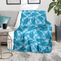 Blue Hawaii Kalo Palaka Motifs Blanket Hawaiian Taro Leaves Elegant Vibes - Polynesian Pride