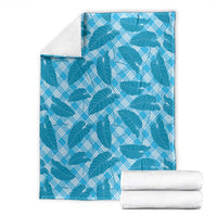 Blue Hawaii Kalo Palaka Motifs Blanket Hawaiian Taro Leaves Elegant Vibes - Polynesian Pride