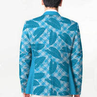 Blue Hawaii Kalo Palaka Motifs Blazer Hawaiian Taro Leaves Elegant Vibes - Polynesian Pride