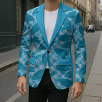 Blue Hawaii Kalo Palaka Motifs Blazer Hawaiian Taro Leaves Elegant Vibes - Polynesian Pride