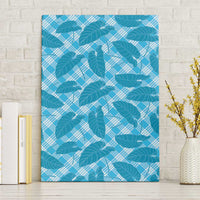 Blue Hawaii Kalo Palaka Motifs Canvas Wall Art Hawaiian Taro Leaves Elegant Vibes - Polynesian Pride
