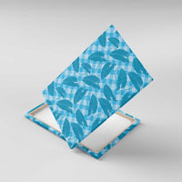 Blue Hawaii Kalo Palaka Motifs Canvas Wall Art Hawaiian Taro Leaves Elegant Vibes - Polynesian Pride