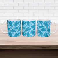 Blue Hawaii Kalo Palaka Motifs Ceramic Mug Hawaiian Taro Leaves Elegant Vibes - Polynesian Pride