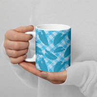 Blue Hawaii Kalo Palaka Motifs Ceramic Mug Hawaiian Taro Leaves Elegant Vibes - Polynesian Pride