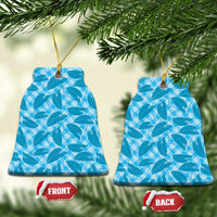 Blue Hawaii Kalo Palaka Motifs Ceramic Ornament Hawaiian Taro Leaves Elegant Vibes - Polynesian Pride