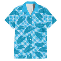 Blue Hawaii Kalo Palaka Motifs Family Matching Off Shoulder Maxi Dress and Hawaiian Shirt Hawaiian Taro Leaves Elegant Vibes - Polynesian Pride