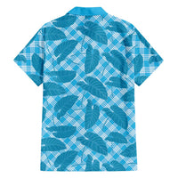 Blue Hawaii Kalo Palaka Motifs Family Matching Puletasi and Hawaiian Shirt Hawaiian Taro Leaves Elegant Vibes - Polynesian Pride