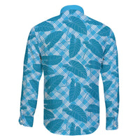 Blue Hawaii Kalo Palaka Motifs Family Matching Tank Maxi Dress and Hawaiian Shirt Hawaiian Taro Leaves Elegant Vibes - Polynesian Pride