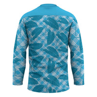 Blue Hawaii Kalo Palaka Motifs Hockey Jersey Hawaiian Taro Leaves Elegant Vibes - Polynesian Pride