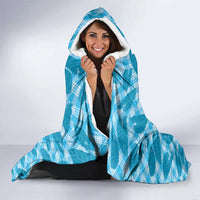 Blue Hawaii Kalo Palaka Motifs Hooded Blanket Hawaiian Taro Leaves Elegant Vibes - Polynesian Pride