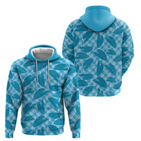 Blue Hawaii Kalo Palaka Motifs Hoodie Hawaiian Taro Leaves Elegant Vibes - Polynesian Pride