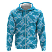 Blue Hawaii Kalo Palaka Motifs Hoodie Hawaiian Taro Leaves Elegant Vibes - Polynesian Pride