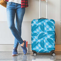 Blue Hawaii Kalo Palaka Motifs Luggage Cover Hawaiian Taro Leaves Elegant Vibes - Polynesian Pride
