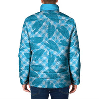 Blue Hawaii Kalo Palaka Motifs Padded Jacket Hawaiian Taro Leaves Elegant Vibes - Polynesian Pride