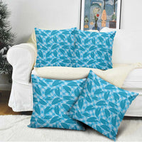 Blue Hawaii Kalo Palaka Motifs Pillow Cover Hawaiian Taro Leaves Elegant Vibes - Polynesian Pride