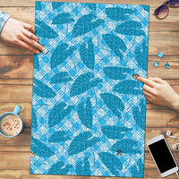 Blue Hawaii Kalo Palaka Motifs Puzzle Hawaiian Taro Leaves Elegant Vibes - Polynesian Pride