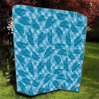 Blue Hawaii Kalo Palaka Motifs Quilt Hawaiian Taro Leaves Elegant Vibes - Polynesian Pride