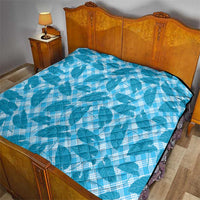 Blue Hawaii Kalo Palaka Motifs Quilt Hawaiian Taro Leaves Elegant Vibes - Polynesian Pride