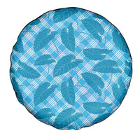 Blue Hawaii Kalo Palaka Motifs Spare Tire Cover Hawaiian Taro Leaves Elegant Vibes - Polynesian Pride