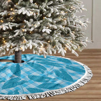 Blue Hawaii Kalo Palaka Motifs Tree Skirt Hawaiian Taro Leaves Elegant Vibes - Polynesian Pride