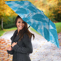 Blue Hawaii Kalo Palaka Motifs Umbrella Hawaiian Taro Leaves Elegant Vibes - Polynesian Pride