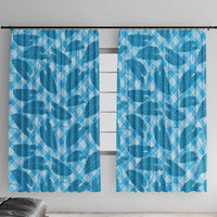 Blue Hawaii Kalo Palaka Motifs Window Curtain Hawaiian Taro Leaves Elegant Vibes - Polynesian Pride