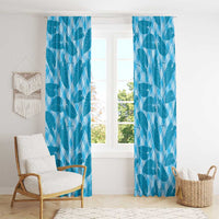 Blue Hawaii Kalo Palaka Motifs Window Curtain Hawaiian Taro Leaves Elegant Vibes - Polynesian Pride