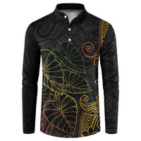 Aloha Hawaii Kalo Button Sweatshirt Reggae Taro Polynesian Pattern - Polynesian Pride