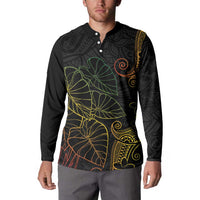 Aloha Hawaii Kalo Button Sweatshirt Reggae Taro Polynesian Pattern - Polynesian Pride