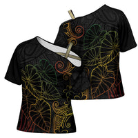 Aloha Hawaii Kalo Cross Shoulder Shirt Reggae Taro Polynesian Pattern LT14 - Polynesian Pride