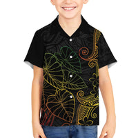 Aloha Hawaii Kalo Family Matching Off The Shoulder Long Sleeve Dress and Hawaiian Shirt Reggae Taro Polynesian Pattern - Polynesian Pride