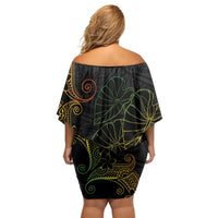 Aloha Hawaii Kalo Family Matching Off Shoulder Short Dress and Hawaiian Shirt Reggae Taro Polynesian Pattern - Polynesian Pride