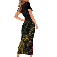 Aloha Hawaii Kalo Family Matching Short Sleeve Bodycon Dress and Hawaiian Shirt Reggae Taro Polynesian Pattern - Polynesian Pride
