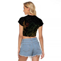 Aloha Hawaii Kalo Raglan Cropped T Shirt Reggae Taro Polynesian Pattern - Polynesian Pride