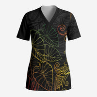 Aloha Hawaii Kalo Scrub Top Reggae Taro Polynesian Pattern - Polynesian Pride