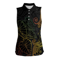 Aloha Hawaii Kalo Women Sleeveless Polo Shirt Reggae Taro Polynesian Pattern - Polynesian Pride