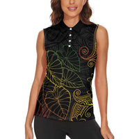 Aloha Hawaii Kalo Women Sleeveless Polo Shirt Reggae Taro Polynesian Pattern - Polynesian Pride