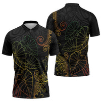 Aloha Hawaii Kalo Zipper Polo Shirt Reggae Taro Polynesian Pattern - Polynesian Pride