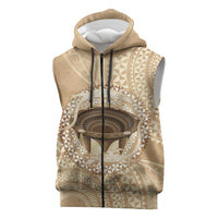 Tonga Skink Kava Bowl Sleeveless Zip Hoodie Vintage Tongan Ngatu Pattern