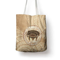 Tonga Skink Kava Bowl Tote Bag Vintage Tongan Ngatu Pattern